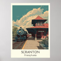 Scranton Pennsylvania Vintage Historic Station Art