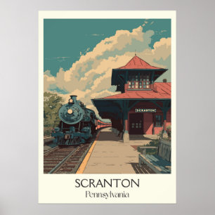 Scranton Pennsylvania Vintage Historic Station Art Poster