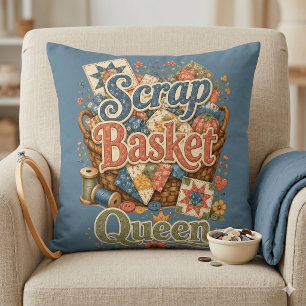 Scrap Basket Queen Quilter Cottagecore Cushion