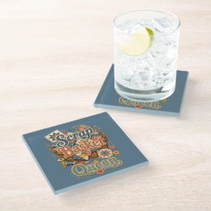 Scrap Basket Queen Quilter Cottagecore Glass Coaster