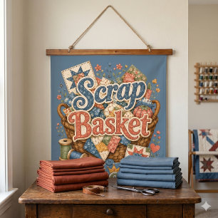 Scrap Basket Queen Quilter Cottagecore Hanging Tapestry