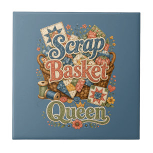 Scrap Basket Queen Quilter Cottagecore Tile