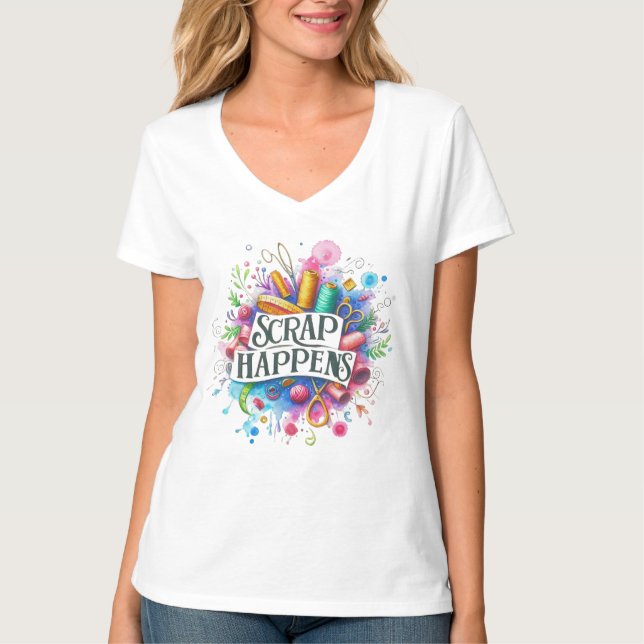 Scrap Happens Sewing Quilting Patchwork Fabric  T-Shirt (Front)