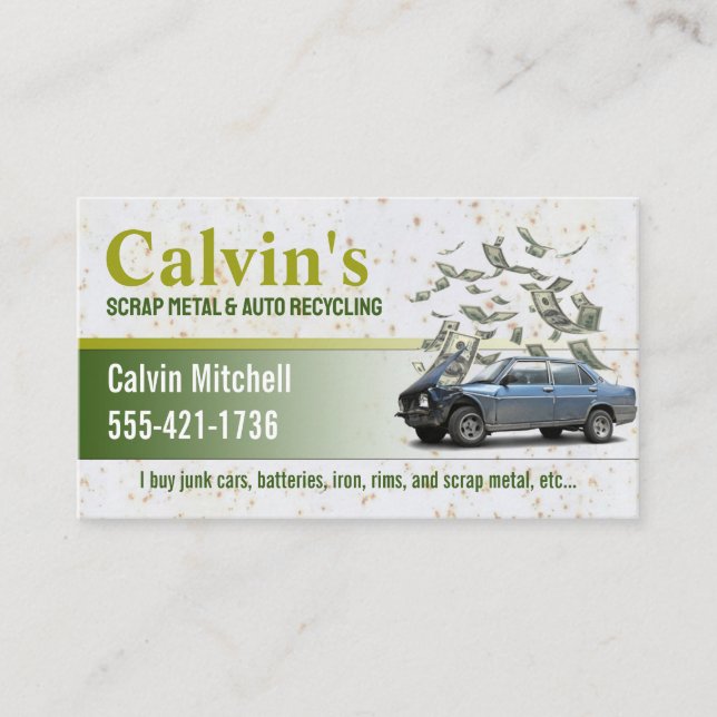 Scrap metal and auto recycling business card (Front)