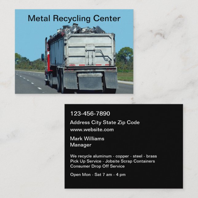 Scrap Metal Recycling Services Business Cards (Front/Back)
