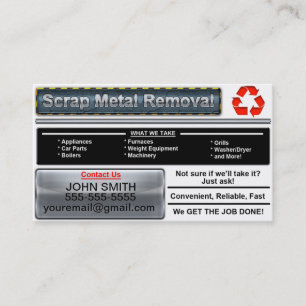 Scrap Metal Removal Business Card - White Version