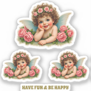 Scrap picture - Vintage Fairy child lying in roses