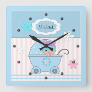 Scrapbook for boy square wall clock