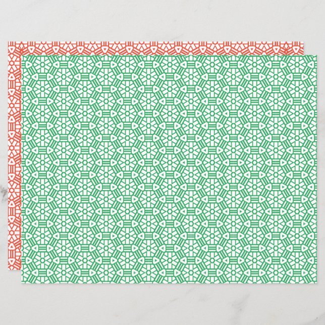 Scrapbook Paper - Hexagon and Bars in 2 Colours (Front/Back)