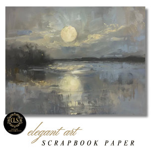 Scrapbook Paper – Moonlit Landscape in Watercolor