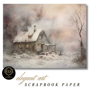 Scrapbook Paper – Watercolor Cottage Landscape