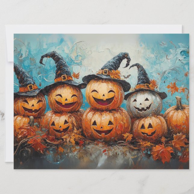 Scrapbook Paper Whimsical Pumpkin Family Fall  (Front)