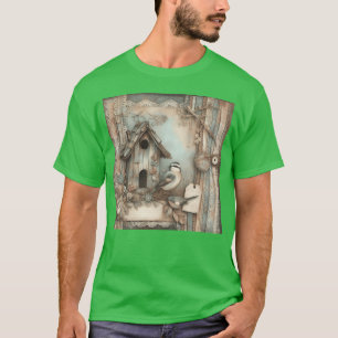 Scrapbook Style Birds Birdhouses boy T-Shirt