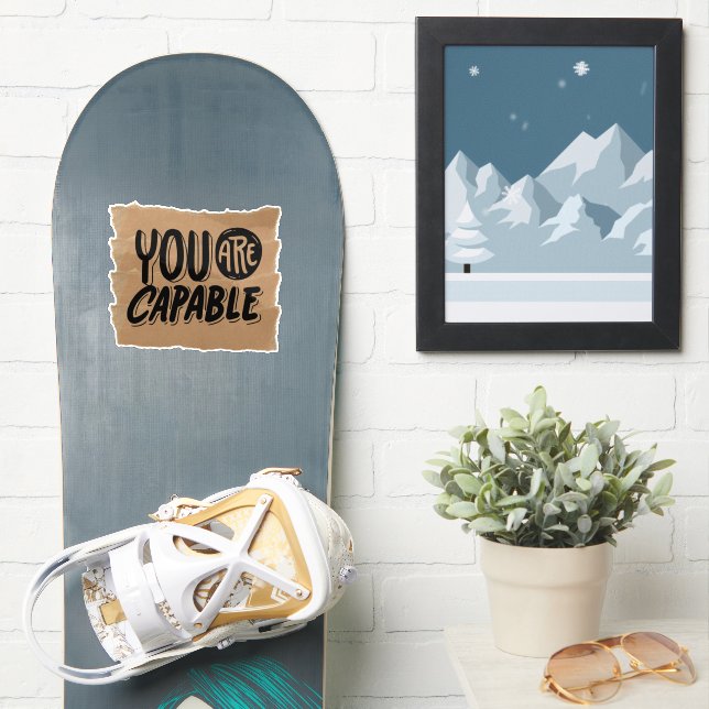 Scrapbook Style Motivation Quote Stickers (Snowboard)