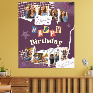 Scrapbook Style Party Photo Birthday Backdrop Canvas Print