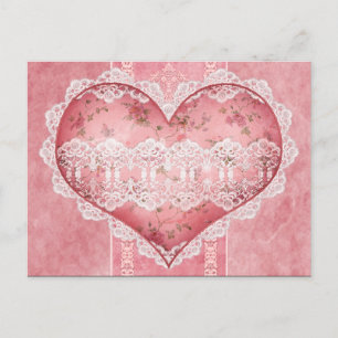 Scrapbook Victorian Floral Heart Postcard