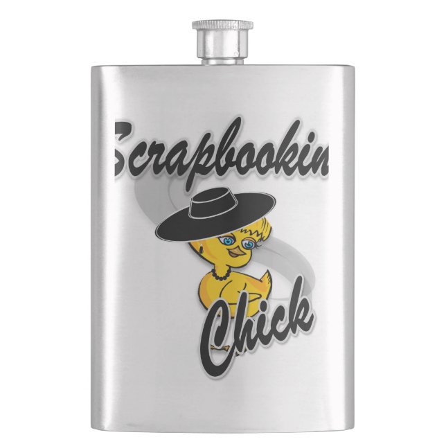Scrapbooking Chick #4 Hip Flask (Front)