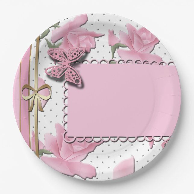 Scrapbooking pink paper plate (Front)