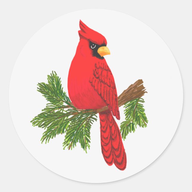 Scrapbooking sticker red cardinal, invitation, (Front)