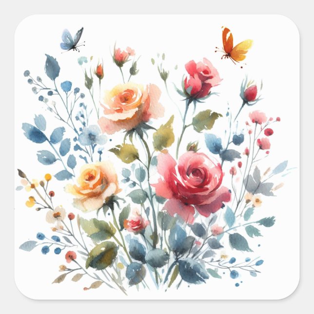Scrapbooking Sticker Watercolor Flowers (Front)