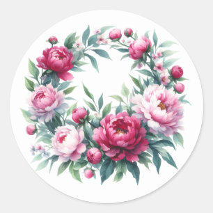 Scrapbooking Sticker Watercolor Peonies Wreath