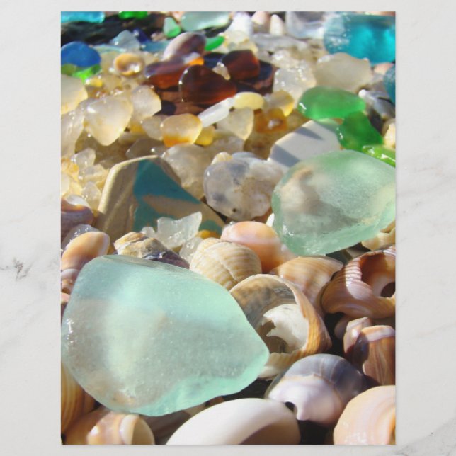 Scrapbooking Theme paper Beach Seaglass Shells (Front)