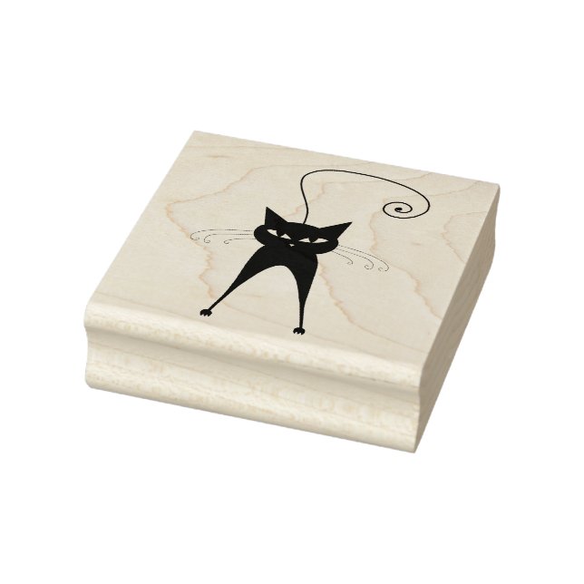 Scrappy Cat Black Kitty Custom Rubber Stamp (Stamp)