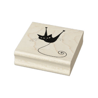 Scrappy Cat Black Kitty Custom Rubber Stamp