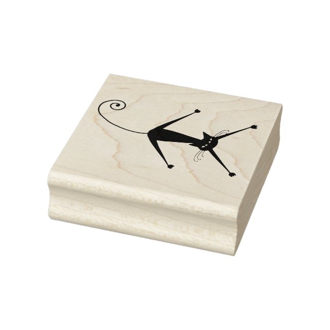 Scrappy Cat Black Kitty Custom Rubber Stamp (Stamp)