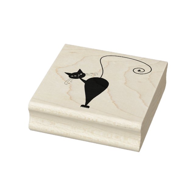Scrappy Cat Black Kitty Custom Rubber Stamp (Stamp)