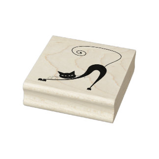 Scrappy Cat Black Kitty Custom Rubber Stamp