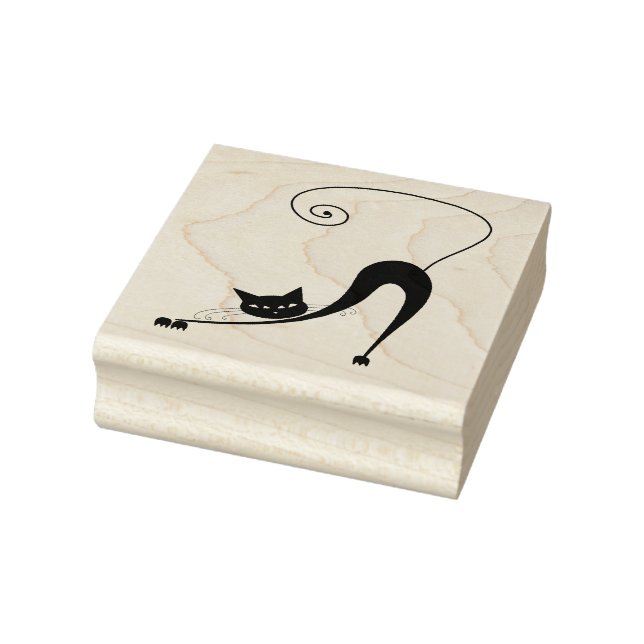 Scrappy Cat Black Kitty Custom Rubber Stamp (Stamp)