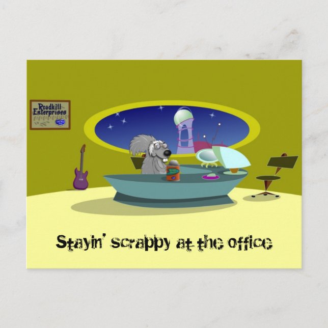 Scrappy Squirrel at the office postcard (Front)