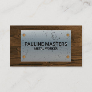 Scratch Old Metal with Screws Wood Grain Appointment Card