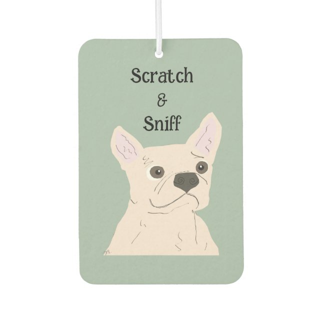 Scratch & Sniff, cute dog, Car Air Freshener (Front)