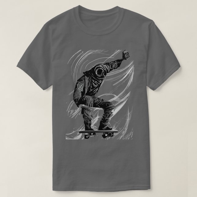 Scratchboard Graphic Skateboard T-Shirt (Design Front)