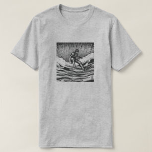 Scratchboard Graphic Surfer T-Shirt