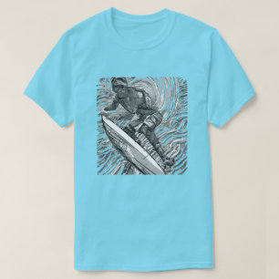 Scratchboard Graphic Surfer T-Shirt