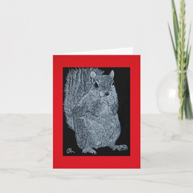 Scratchboard Squirrel Note Card (Front)