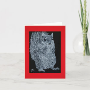 Scratchboard Squirrel Note Card