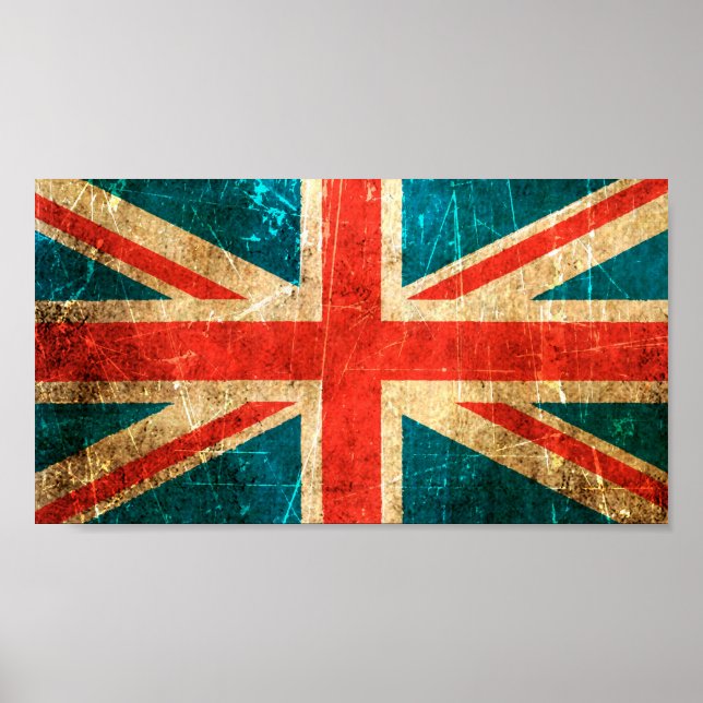 Scratched and Worn Vintage British Flag Poster (Front)