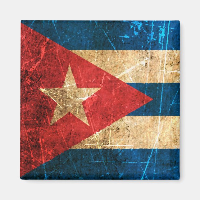Scratched and Worn Vintage Cuban Flag Magnet (Front)