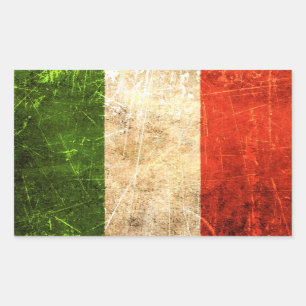 Scratched and Worn Vintage Italian Flag Rectangular Sticker