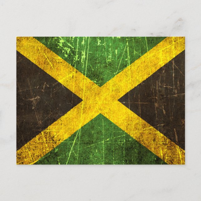Scratched and Worn Vintage Jamaican Flag Postcard (Front)