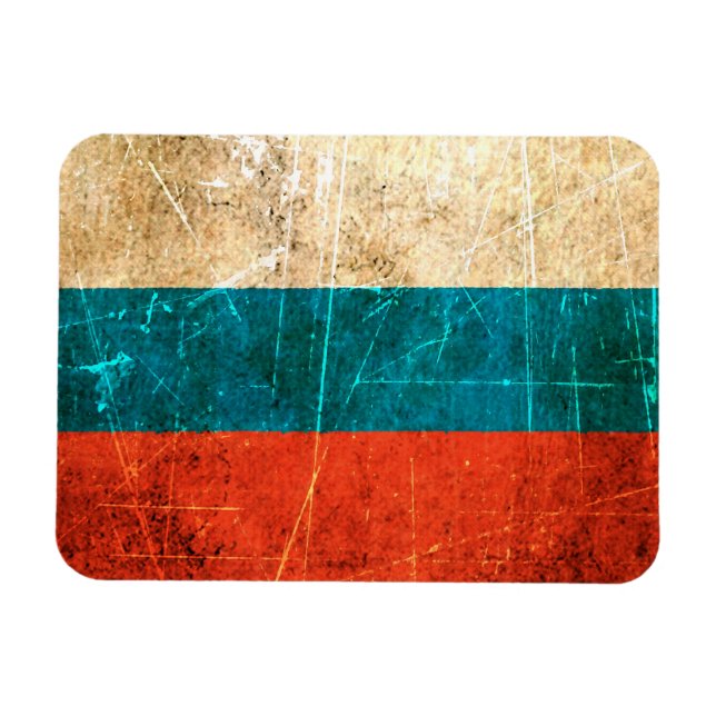 Scratched and Worn Vintage Russian Flag Magnet (Horizontal)