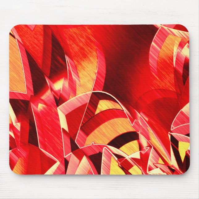 Scratched red strip simulating movemen over orange mouse pad (Front)