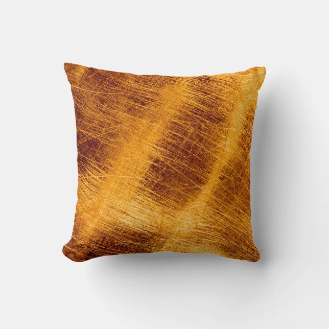 Scratches on a metallic gold background. abstract, cushion (Front)