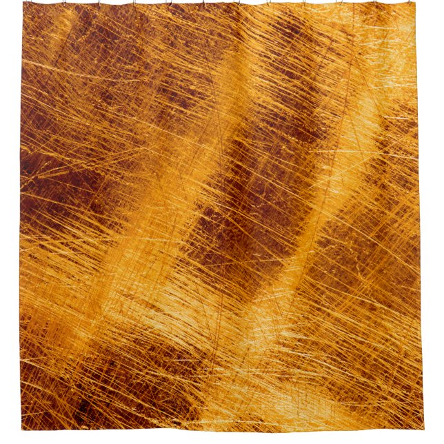 Scratches on a metallic gold background. abstract, shower curtain (Front)