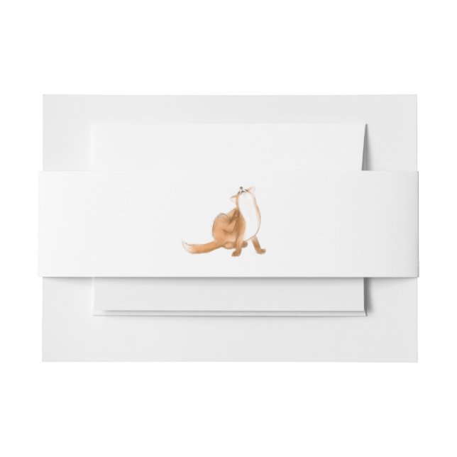 Scratching fox invitation belly band (Front Example)