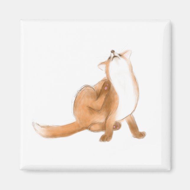 Scratching fox magnet (Front)